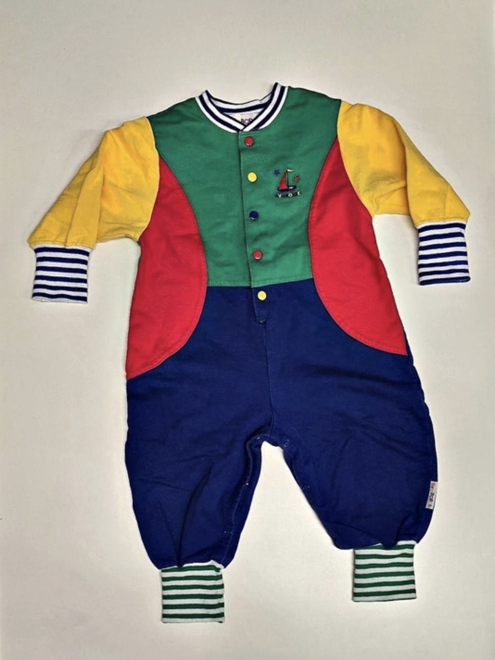 Vintage 90s Gymboree Rainbow Tag Colorblock Sailboat Romper
